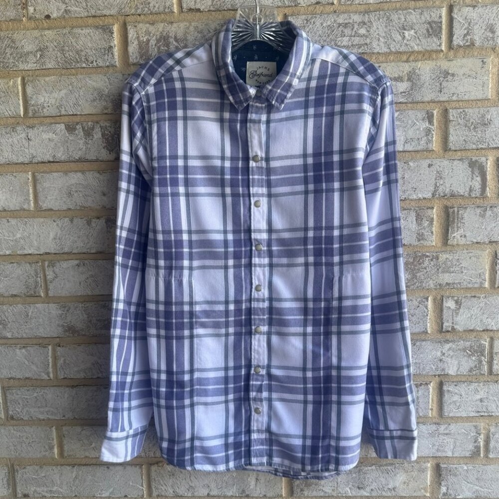 Jachs Girlfriend Long Sleeve Snap Button Up Collared Plaid Shirt Women's Size S